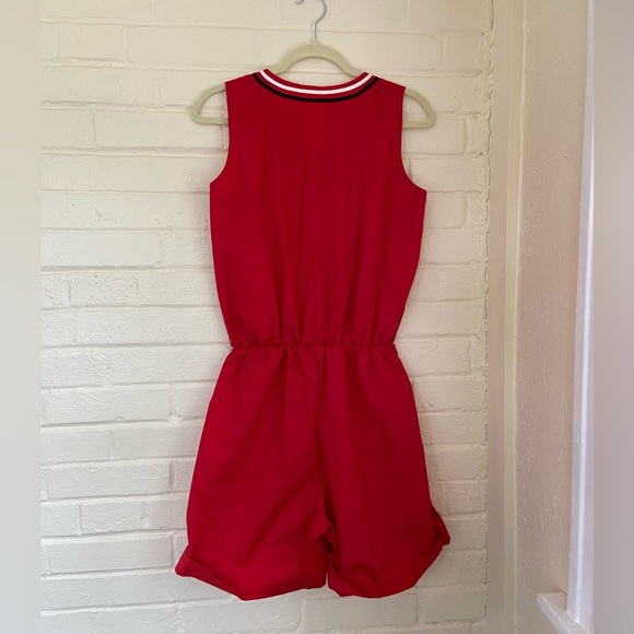 Vintage Red Romper With Stripe Detail - Picture 2 of 7